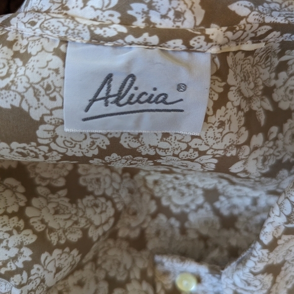 Vintage Alicia Floral Retro Short Sleeve Neck Tie Coquette Girl Blouse Size S - Picture 7 of 9